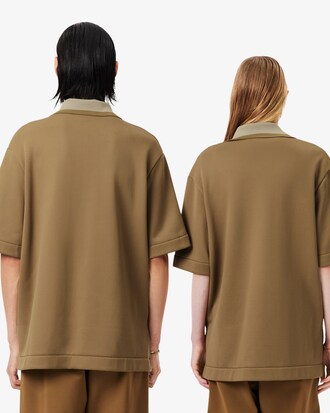 Runway Badge Accent Oversized Satin Polo Shirt