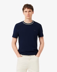 Stretch Piqu&eacute; Stripe Collar T-shirt