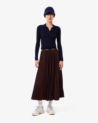 Long Pleated Elasticated Waist Skirt