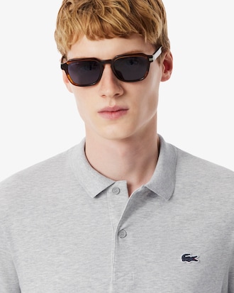 Regular Fit Long Sleeved Cotton Blend Polo Shirt