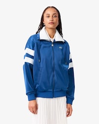 Oversized Pointelle Stripe Satin Sweatshirt