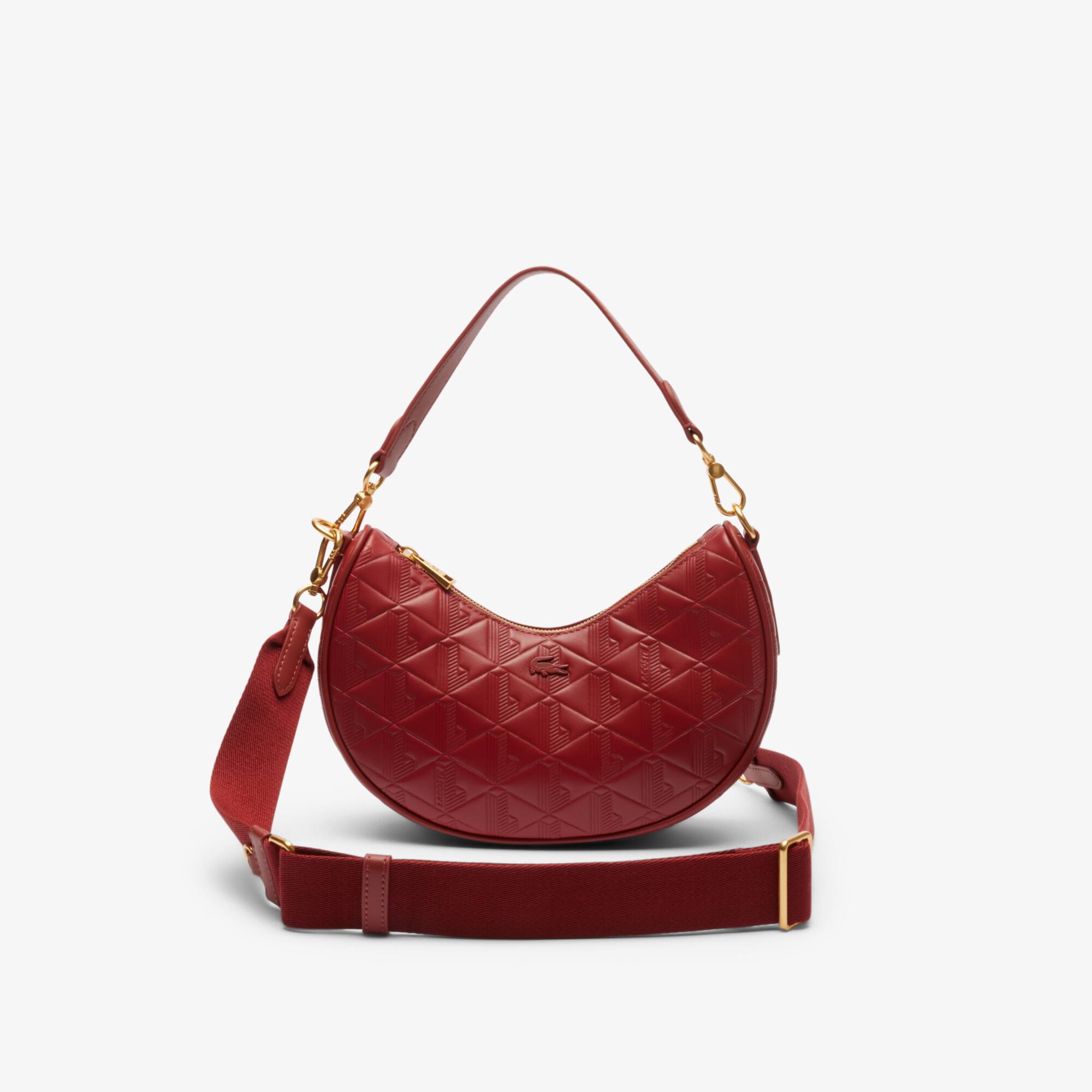 ★LACOSTE★ Women's Maheki Moon Bag NF4710M55G 000 Maheki Embossed Leather Half Moon Purse - Women's Cross Body