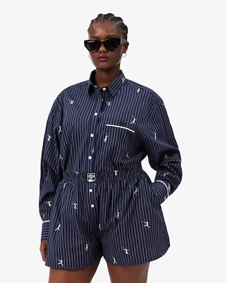 Oversized Shirt with Jacquard Motifs
