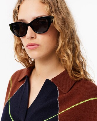 Jacquard Intarsia Argyle Polo Sweater