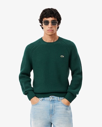 Thick Carded Wool Crew Neck Sweater