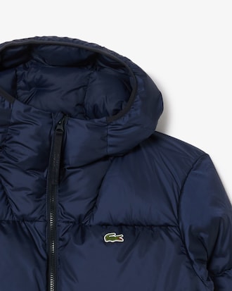 Short Water-Repellent Hooded Puffed Jacket
