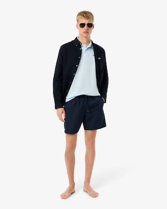 Mid Length Monochrome Swim Trunks