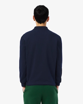 Regular Fit Long Sleeved Cotton Blend Polo Shirt