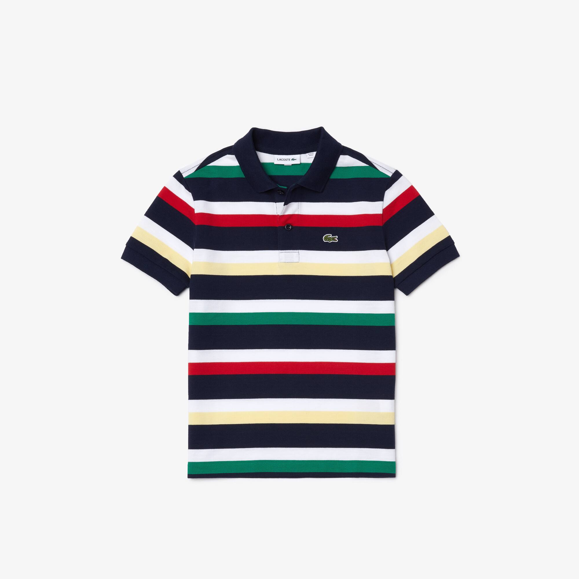Boys' Lacoste Striped Cotton Piqué Polo 
