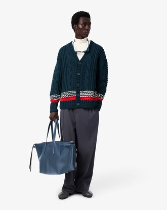 Runway Textured Stripe Wool Cardigan