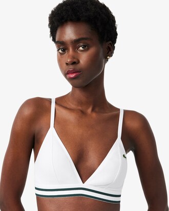 Bralette triangular de canal&eacute; de algod&oacute;n