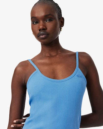 Vestido maxi de tirantes de canal&eacute; de algod&oacute;n