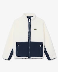 Chaqueta unisex de borreguillo con bloques de color