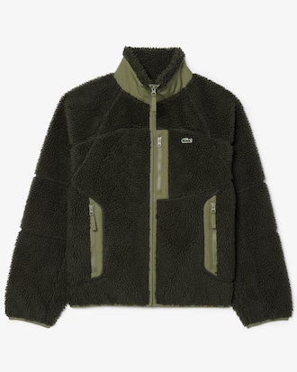 Chaqueta de felpa con cremallera y bloques de color