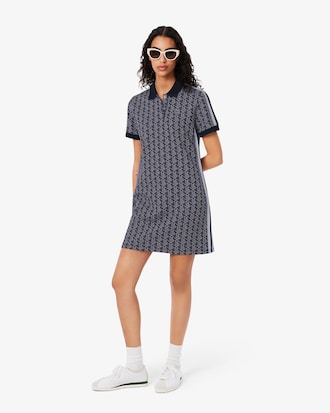 Vestido polo de corte ajustado de jacquard con monograma