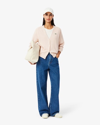 Chaqueta de punto de algodón con cuello de pico