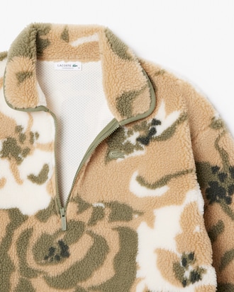 Sudadera tipo polo de felpa con jacquard oversized