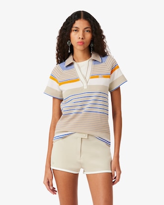 Polo de piqu&eacute; de rayas de corte ajustado Runway