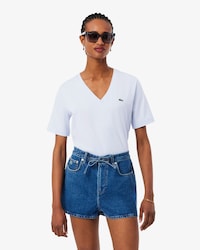 Camiseta de corte holgado con cuello de pico de algod&oacute;n suave