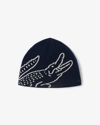Gorro de lana con cocodrilo de jacquard