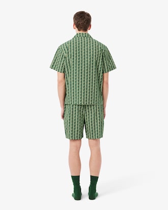 Pantal&oacute;n corto de pijama de popel&iacute;n con estampado de monograma