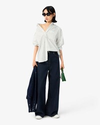 Camisa oversize de jacquard de rayas