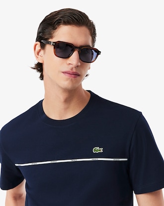 Camiseta de punto jersey de algod&oacute;n con ribete de Lacoste