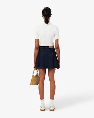 Short Pleated Denim Skirt
