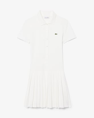 Vestido polo plisado de piqu&eacute; el&aacute;stico