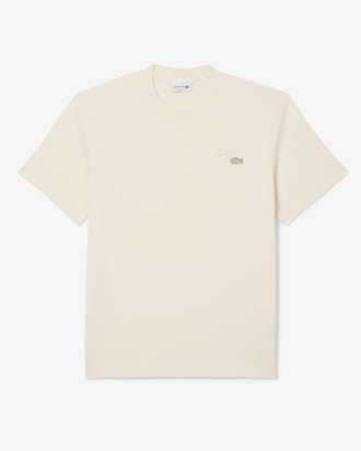 Camiseta de punto jersey grueso con firma bordada