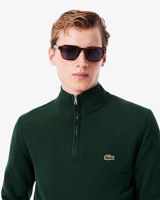 Jersey de cuello alto de algodón con cremallera