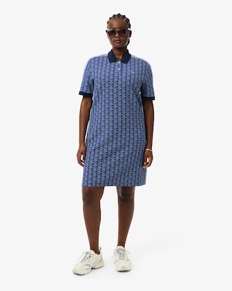 Vestido polo de corte ajustado de jacquard con monograma