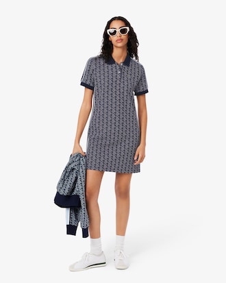 Vestido polo de corte ajustado de jacquard con monograma