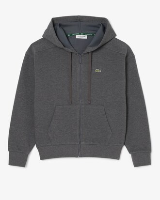 Sudadera con capucha de piqué con cremallera