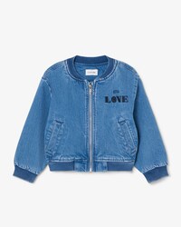 Cazadora vaquera tipo bomber acolchada con insignia