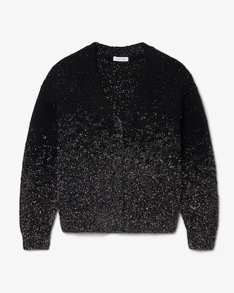 Chaqueta de punto de jacquard en degradado con efecto metalizado