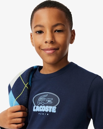 Camiseta de algodón grueso con insignia estampada