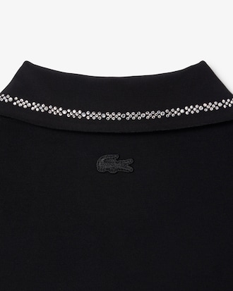 Vestido con cuello polo de tejido diamantado con cocodrilo de corte ajustado