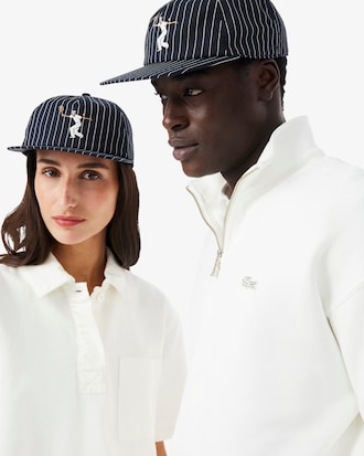 Gorra de sarga de algod&oacute;n bordada de rayas