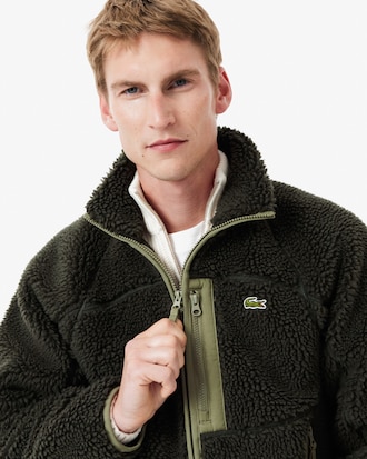 Chaqueta de felpa con cremallera y bloques de color