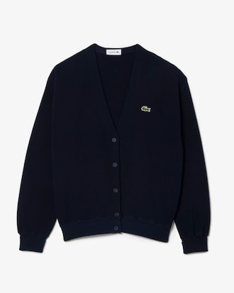 Chaqueta de punto de algodón con cuello de pico