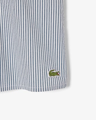 Short de baño texturizado de rayas de largo medio