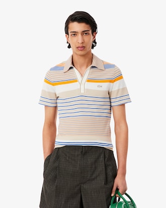 Polo de piqu&eacute; de rayas de corte ajustado Runway
