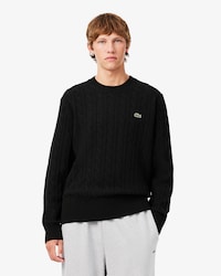 Jersey de cuello redondo de lana cardada con motivo de ochos
