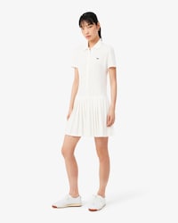 Vestido polo plisado de piqu&eacute; el&aacute;stico