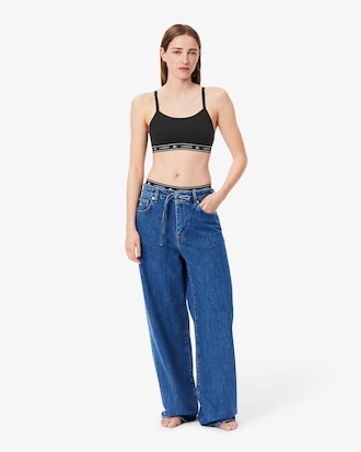 Bralette de algodón elástico con cinta de logotipo