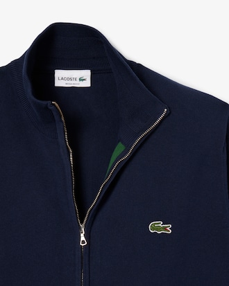 Jersey de cuello alto de algodón con cremallera