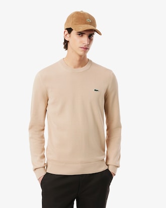 Jersey de cuello redondo de algodón monocolor