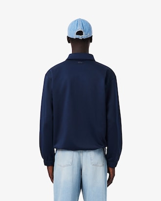 Sudadera de felpa de cuello polo con bordados