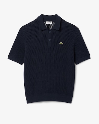 Jersey tipo polo de manga corta de algodón grueso